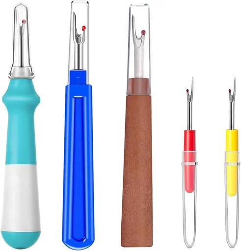 Seam Ripper 5pcs Plastic Thread Cutter Stitch Remover Large Thread Remover Stitch Eraser Tag Ripper for Clothes Crafting Embroidery (4 Styles)