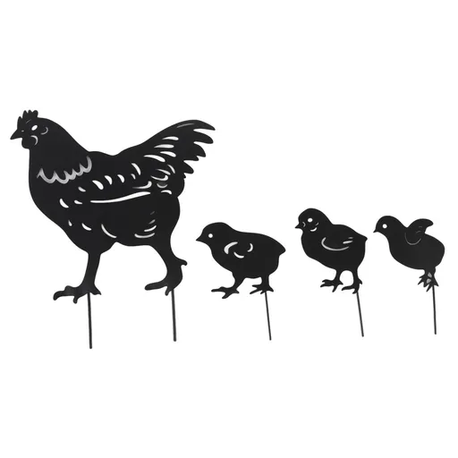 4Pcs Hen Chicken Silhouette Hollow Stake Design Cute Hen Chicken Design Durable Metal Chicken Yard Art
