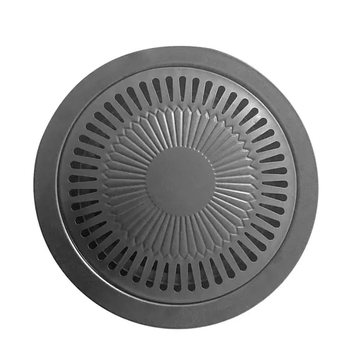 Korean BBQ Grill Pan Iron Easy to Clean Anti Stick Round Stovetop Barbecue Grill Pan for Home Indoor Outdoor Cooking