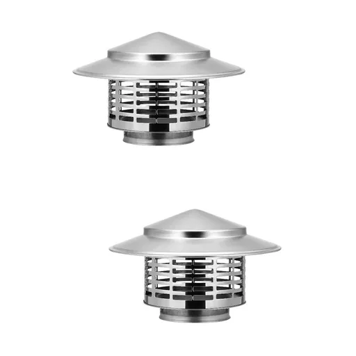 Stainless Steel Chimney Cap Plated Silver Longevity and Efficiency 2Pcs