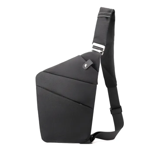 Black Anti-theft Crossbody Sling Bag for Men & Women - Slim, Lightweight Chest Shoulder Pack for Travel & Daily Commute