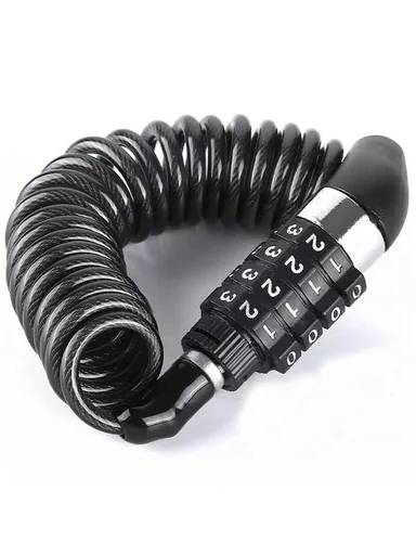 1PC 4-Digit Password Protected Portable Steel Cable Helmet Lock – Anti-Theft for Motorcycle, Electric Bike, Bicycle, Anti-Loss Security Lock