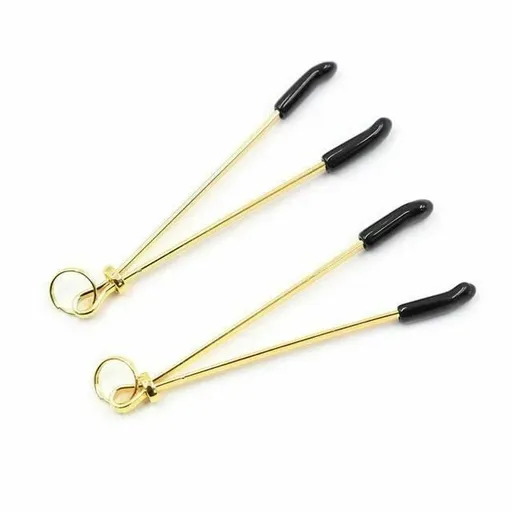 House Of Dasein Metal Double Bell Nipple Clamps Clitoris Clips Bdsm Bondage Restraints Kink - Gold - Tweezer Clips