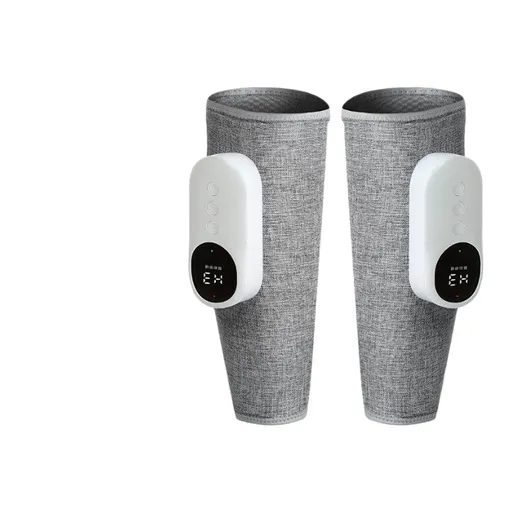 Grey （1 pair）Wireless Air Compression Leg Calf Massager with Heat - Rechargeable Kneading Relaxation Wrap for Sore Muscles, Travel, Home and Office Use, Portable Design with Multiple Modes