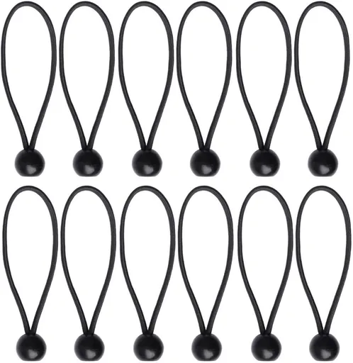 12 Black sailcloth bungee balls for banners - sailcloths - pavilions - tents - bungee hooks - stalls - flagpoles