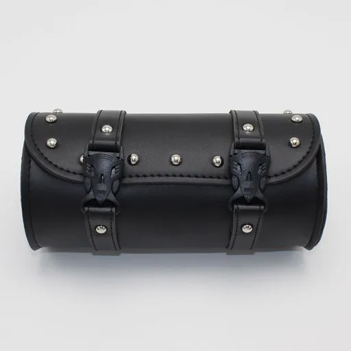 Motorcycle Handlebar Bag, Motorcycle Fork Tool Bag Motorcycle Tool Bag With 2 Straps Leather Black Universal for Motorcycle Front