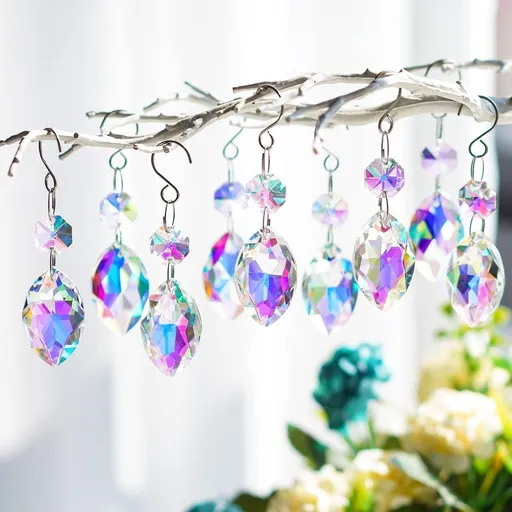 15PCS Chandelier Crystals,38mm Colorful Teardrop Crystal Chandelier Pendants Parts Beads,Hanging Crystals for Chandeliers