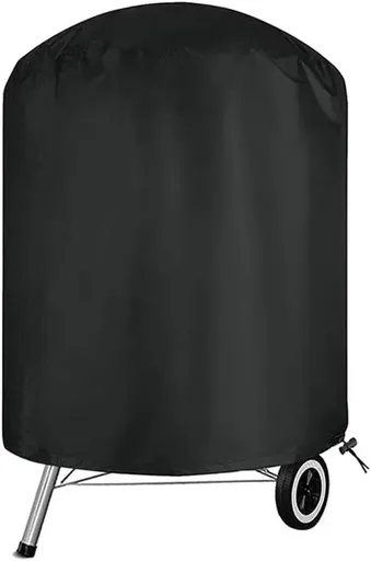 1 Piece 210D Oxford Charcoal Grill Cover, Waterproof Windproof Outdoor BBQ Protector with Drawstring, Black, 61 x 72 cm