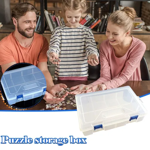 Waterproof Portable Puzzle Storage Box, Clear Plastic Organizer for 1000-Piece Jigsaw, Craft Beads, 9x6x2 Inch