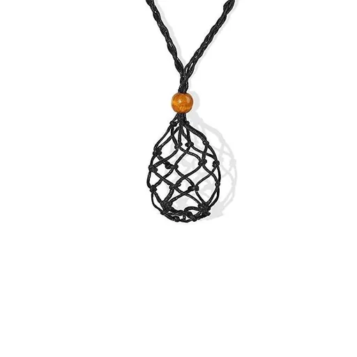 Empty Stone Holder Necklace Crystal Quartz Gemstone Cage Rope Cord Pendant DIY