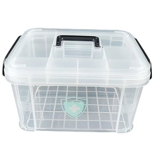 Large Capacity Double-Layer Medicine Organizer Box - Waterproof, Transparent Storage for Home & Travel