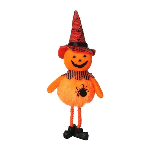 Hanging Ornament Round Belly Witch with Broom Halloween Decoration Cloth Material Indoor Party Decor
