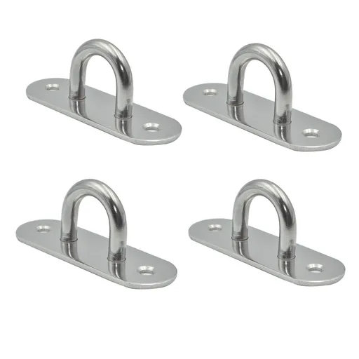 Heavy DutyStainless Steel Hammock Ceiling Hook Pad Eye Plates Corrosion Resistant (4 Pack Stainless)