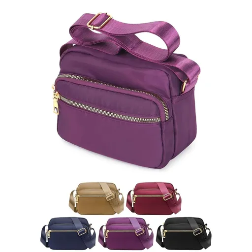 Waterproof Nylon Crossbody Handbag for Women Large Capacity Shoulder Bags Travel Messenger Bag (Black)