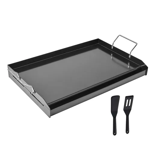 Carbon Steel Griddle, 24x16 inch Universal Flat Top Rectangular Plate, Gas Grill Griddle for BBQ Grill, Teppanyaki, Portable Family Cookware with Handle, for Camping Tailgating Party