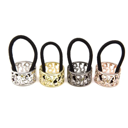 4PCS Fashion Zinc Alloy Ponytail Cuff Elastic Hair Tie Ponytail Holder Punk Gothic Hair Cuff Hair Rope Hair Clips Hair Band