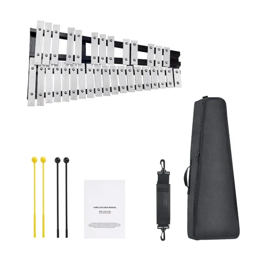 32 Note Glockenspiel Xylophone Bell Kit Professional Instrument with Mallets Drum Sticks and Carrying Bag for Adults and Students