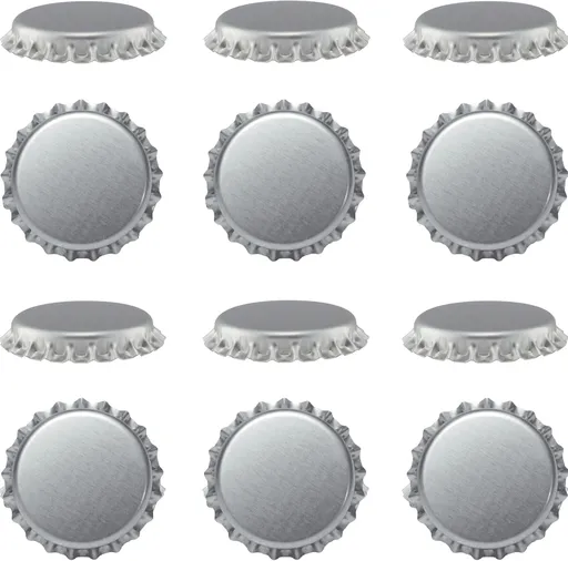 Beer Bottle Colored Pry-Off Caps 12-pk [ Choose Your Color ] Oxygen Absorbing, 26mm Crown Seal Cork, Kombucha Homebrew, PVC Free (Silver)