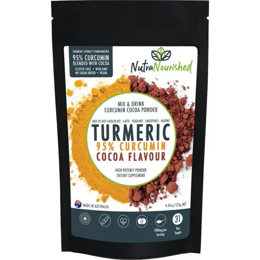 95% Organic Curcumin Extract Cocoa Flavour - Turmeric Powder With Black Pepper - Organic and with Black Pepper - 375g