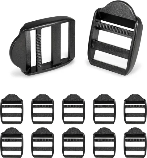 12Pack Plastic Ladder Lock Buckles, 1" Ladder Slider Buckle for Backpack Strap Nylon Webbing Clip Replacement, Outdoor Camping Gear Sleeping Bag Tent Tie Down Strap Accessories Inner diameter: 2.5 cm