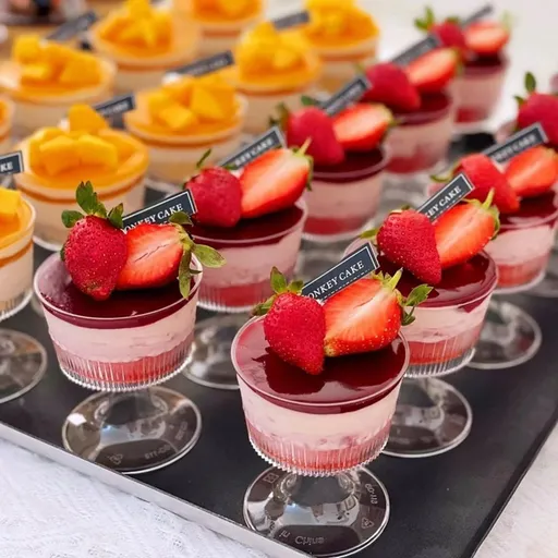 Disposable Dessert Cups Transparent Striped Goblets 14.4 cm Clear
