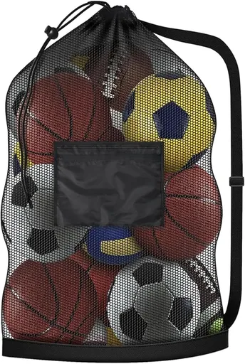 40 * 28 in Extra Large Sports Ball Bag Mesh, Heavy Duty Soccer Ball Net Bag, Con Adjustable Shoulder Strap, for Swimming, Diving, Travel, Gym, Camping, Training, Sports