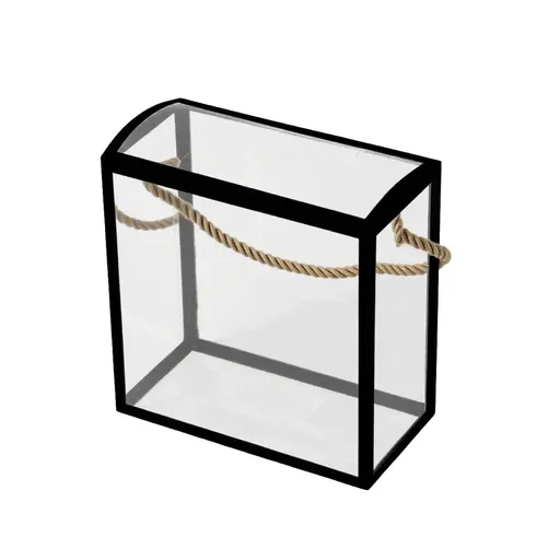 20PCS PVC Fully Transparent Handheld Gift Bags Clear Birthday Christmas Presents - Black