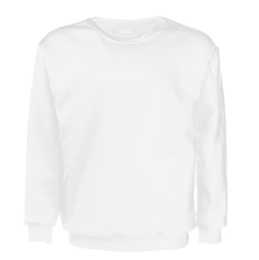 New Adult Unisex Plain Pullover Fleece Jumper Mens Long Sleeve Crew Neck Sweater, White, XS
