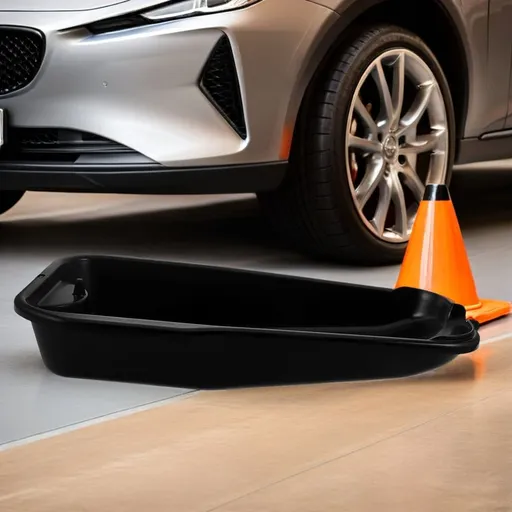 Heavy Duty Black Plastic Oil Drain Pan with Leak-Proof Design for Car and Motorcycle Maintenance