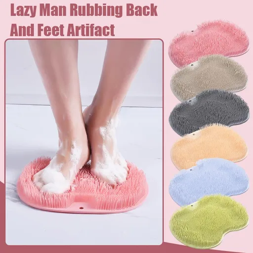 Shower Foot Massager Scrubber, Silicone Bath Massage Cushion Brush Anti-Slip for Lazy Wash Feet, Improves Foot Circulation pink