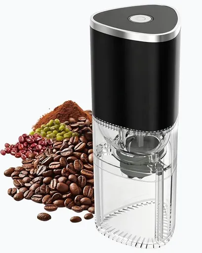 Portable Electric Coffee Grinder, Ergonomic Palm-Fitting Design for Comfortable Grip, USB Type-C Wireless Charging Adjustable Grind Settings for Coffee Beans/Grains(Black)