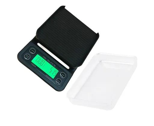 3KG/0.1g Electronic Digital Kitchen Food Scale Drip Coffee Weighing with Timer(Green Backlight)