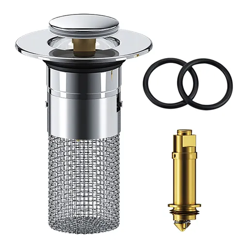 Universal Bathroom Sink Stopper, Basin Sink Drain Strainer, Bathroom Sink Plug with Stainless Steel Hair Catcher on 1 pc A