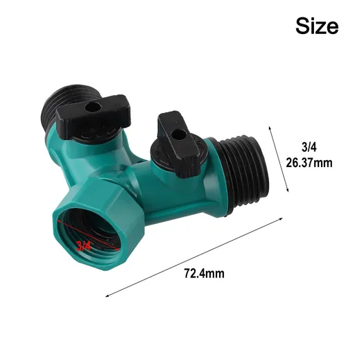 Garden Hose Splitter Y-Type 2 Way Watering Connector 3/4" Outdoor Tap Distributor ABS Plastic Water Flow Control