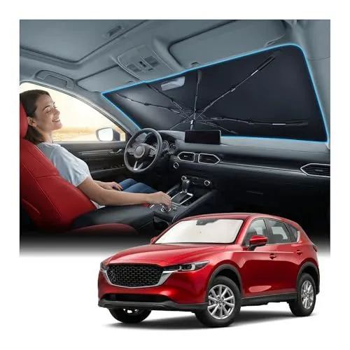 150*85cm Windshield Sun Shade Umbrella, [Vinyl Coating Heat Shield] Protect Car from Sun Rays & Heat Damage Keep Cool and Protect Interior, Spring Structure Edge, Standard Medium