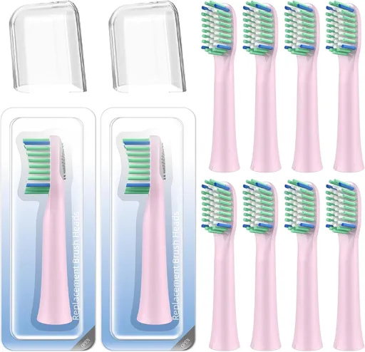 10 Pack Toothbrh Replacement Heads Compatible with Rtauys M5 Sonic Electric Toothbrh (Sakura Pink, 10 Count(Pack of 1))