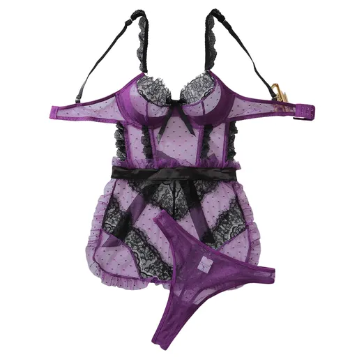 House Of Dasein Hollow Out Backless No Take Off Seductive Jumpsuit With Steel Ring - Dark Purple - S