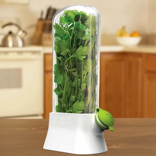 White Food Storage Container with Water Reservoir for Vegetables and Herbs 1 Piece