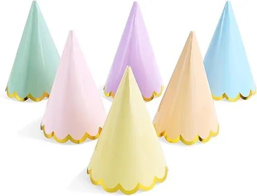 24 Piece Pastel Party Hats, 16 cm