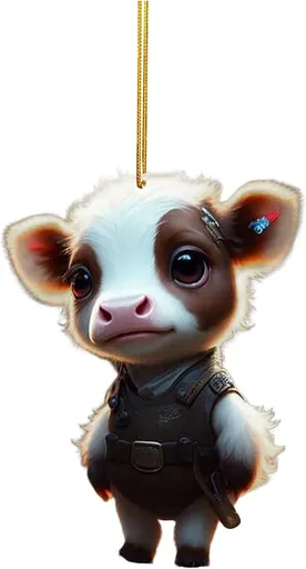 O Acrylic Christmas Cow Car Hanging Ornament Cow pendant 5