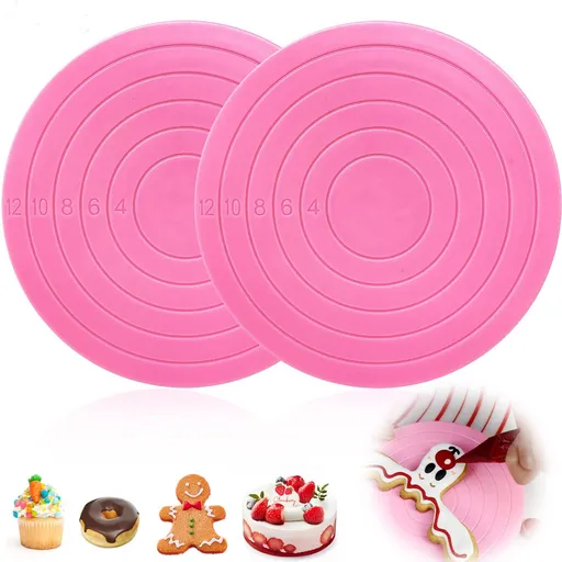 2Pcs Cake Decorating Turntable,5.5inch Rotating Cake Turntable, Turns Smoothly Revolving Cake Stand Cake Decorating Baking
