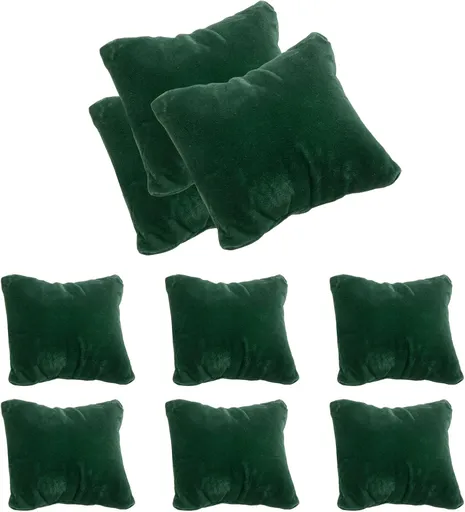12pcs Velvet Bracelet Watch Pillow, Jewelry Display Pillow for Bracelet, Watch, Anklet, Bangle, Dangle Earring and Necklace Green