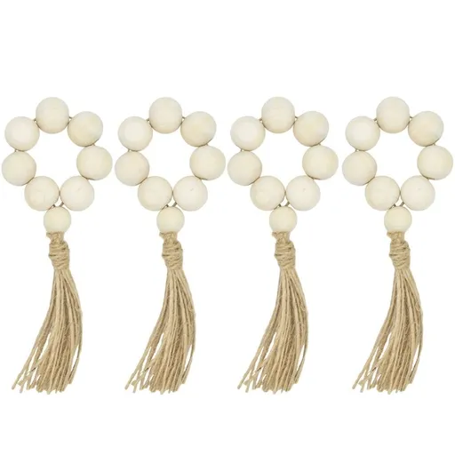 4pcs Vintage Napkin Rings Beige Wood Simple Table Decoration Homeowners Baby Shower