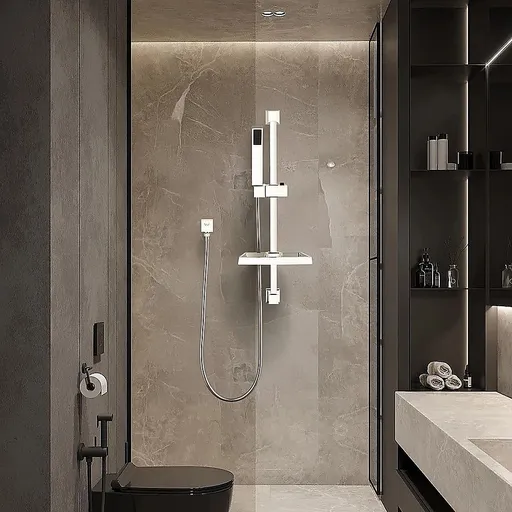 Hand Held Shower Rail Soap Dish Bathroom Set