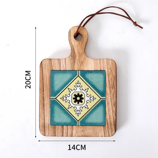 vintage trivet, wooden trivet, tile inlay trivet, heat resistant trivet, kitchen decor, hot pot pad, insulated trivet, Australian kitchen accessories, bench top protector, gift idea - Camel - Size 1