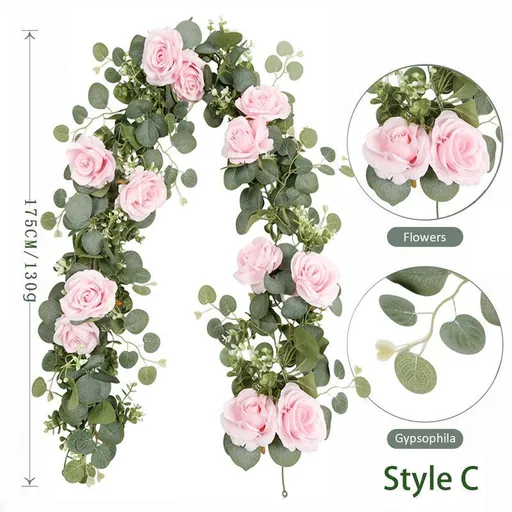 Artificial Eucalyptus Vine pink