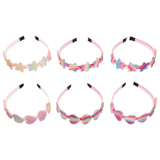 6Pcs Headband Decorative Girls Headband Rainbow Glitter Headband Sparkling Stars Headband Headbands for Baby Girls Glitter