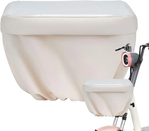 Bicycle Basket Cover, Protective Cover for Bicycle Basket, Bicycle Basket Accessories, Dustproof, Bicycle Snow Cover, 32 x 34 x 26 cm, Off-white
