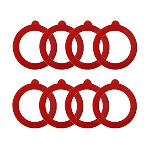 8 Pack Silicone Replacement Gaskets, Airtight Leak Resistant Sealing Rings for Glass Clip Top Mason Jar Lids, Red, 3.7 in