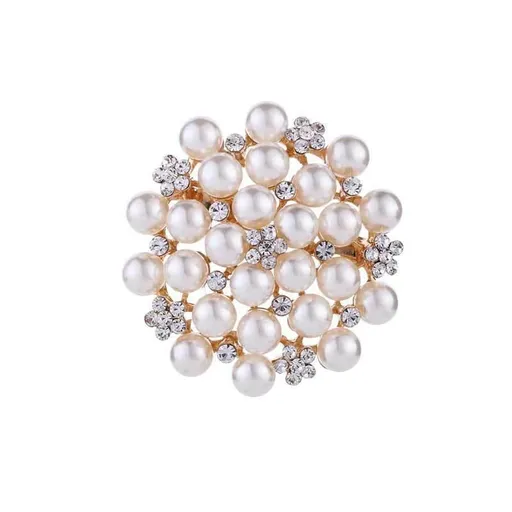 Fashion Women Crystal Simulated Pearl Brooch Pin Wedding Party Jewelry Decor - B07012